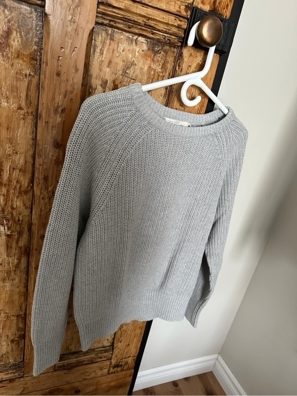 Gray Knit Crewneck Sweater - Women